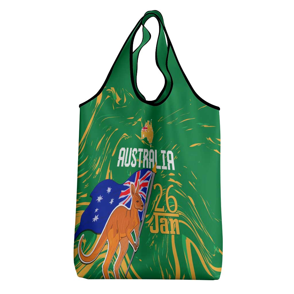 Proud To Be Australia Day Grocery Bag Kangaroo with National Color