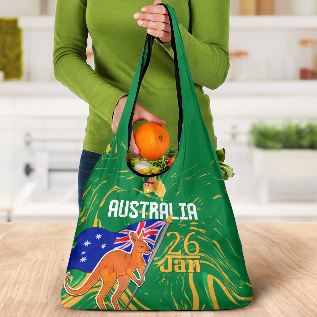 Proud To Be Australia Day Grocery Bag Kangaroo with National Color