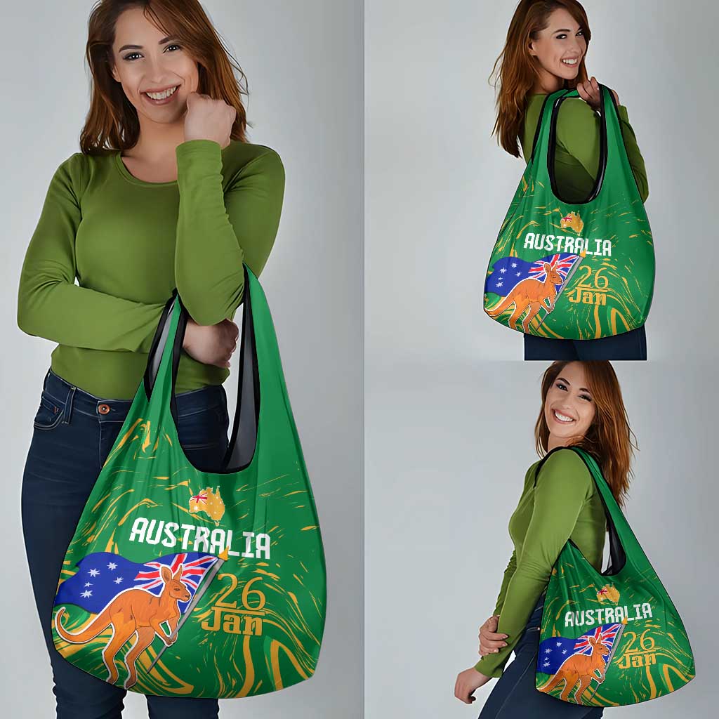 Proud To Be Australia Day Grocery Bag Kangaroo with National Color