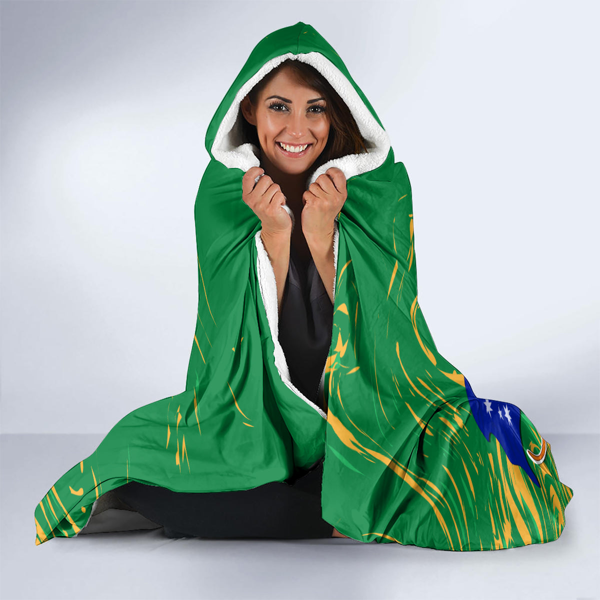 Proud To Be Australia Day Hooded Blanket Kangaroo with National Color