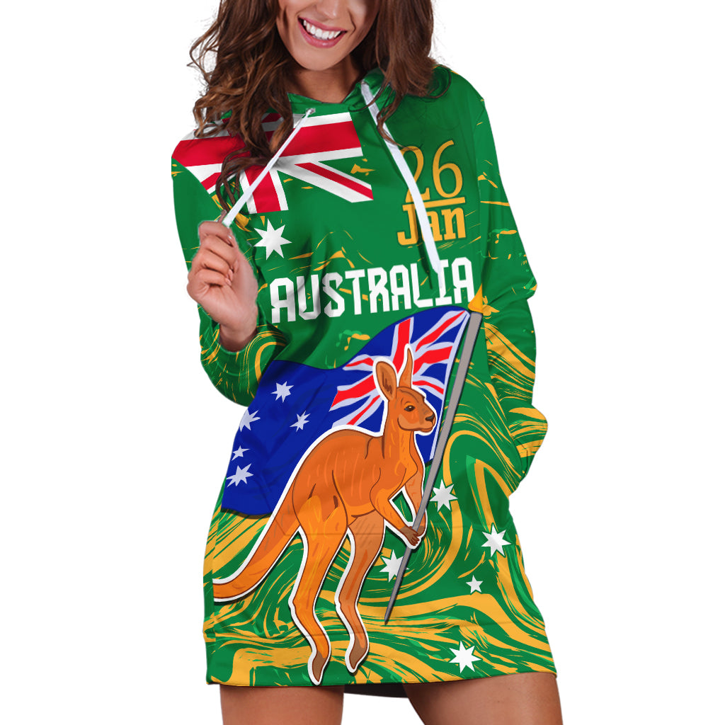 Proud To Be Australia Day Hoodie Dress Kangaroo with National Color - Vibe Hoodie Shop