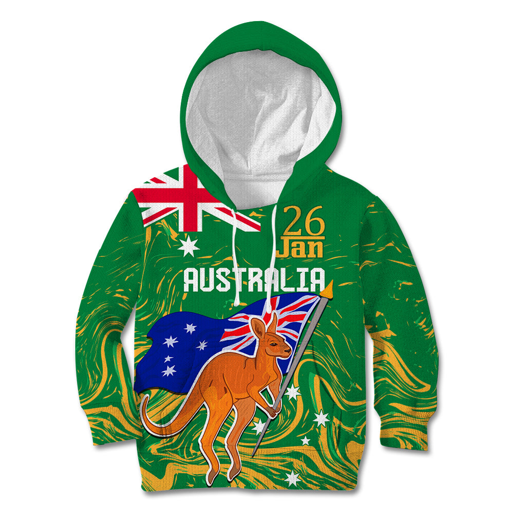 Proud To Be Australia Day Kid Hoodie Kangaroo with National Color - Vibe Hoodie Shop