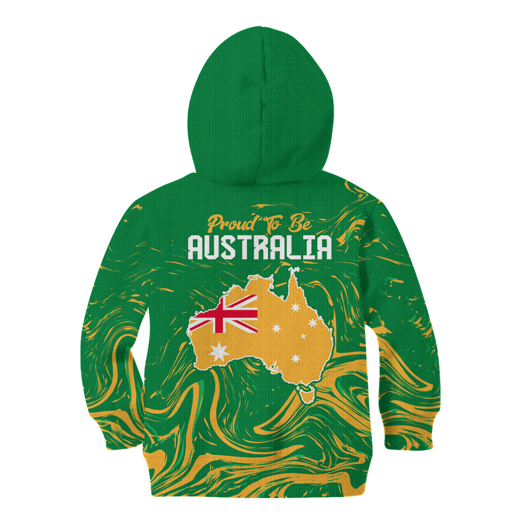 Proud To Be Australia Day Kid Hoodie Kangaroo with National Color - Vibe Hoodie Shop