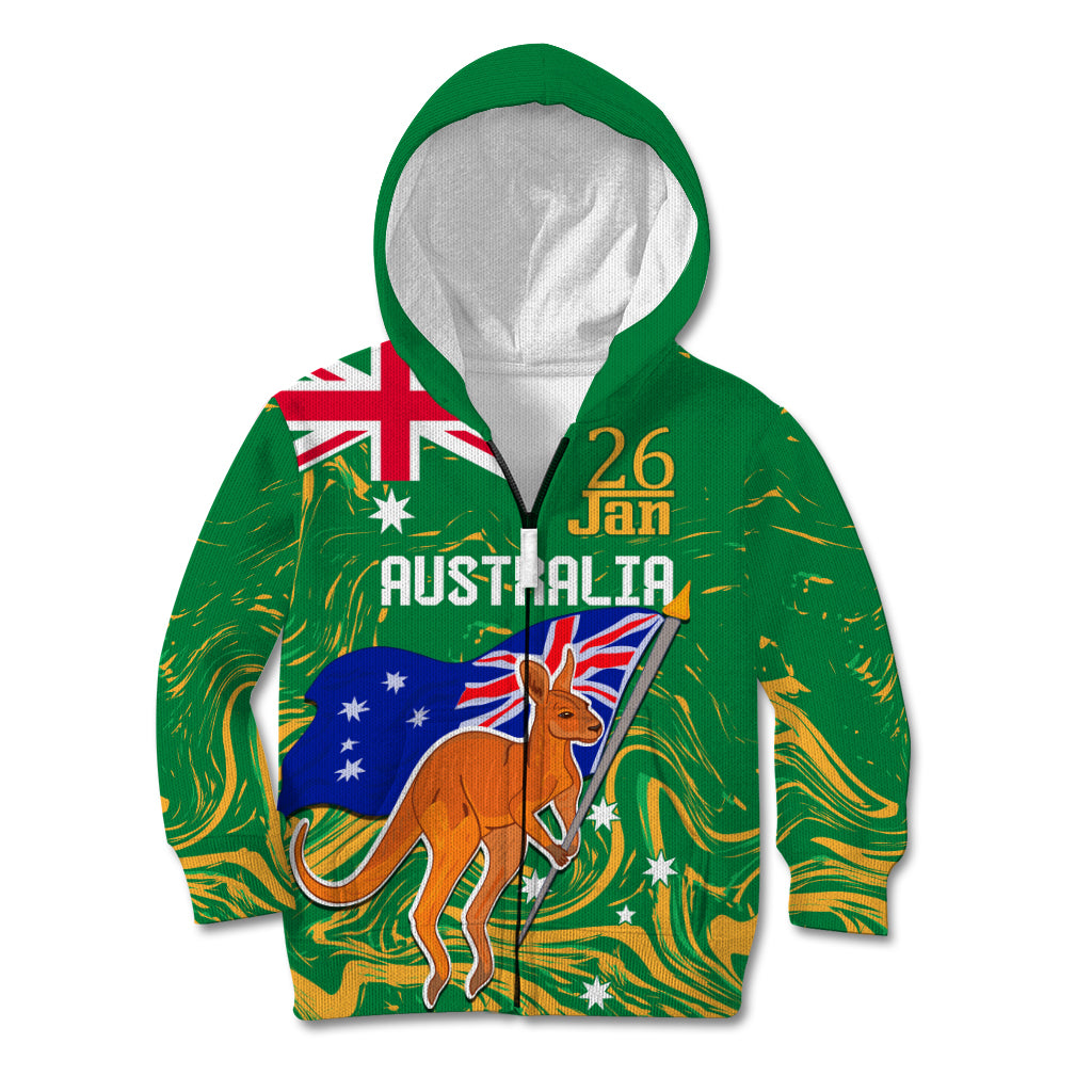 Proud To Be Australia Day Kid Hoodie Kangaroo with National Color - Vibe Hoodie Shop