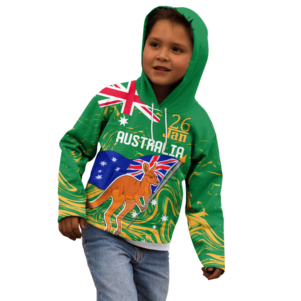 Proud To Be Australia Day Kid Hoodie Kangaroo with National Color - Vibe Hoodie Shop