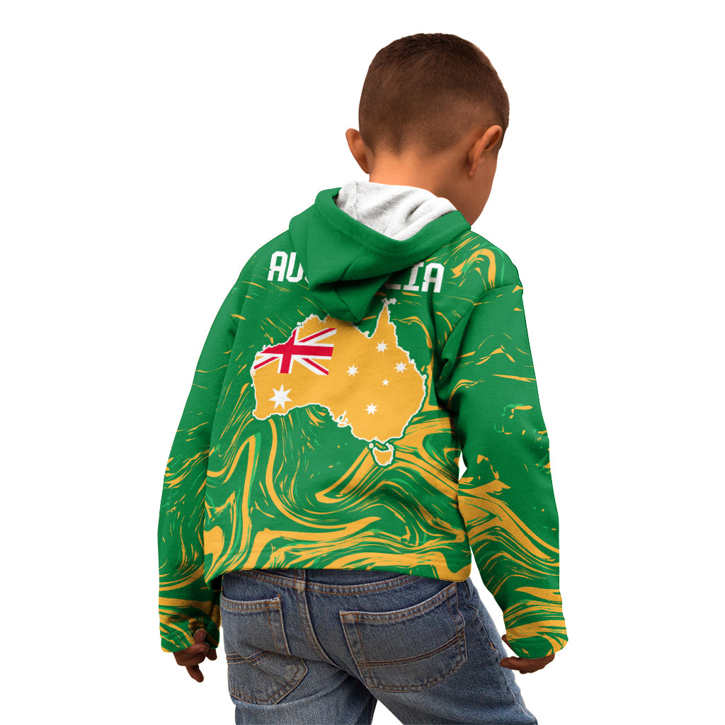 Proud To Be Australia Day Kid Hoodie Kangaroo with National Color - Vibe Hoodie Shop