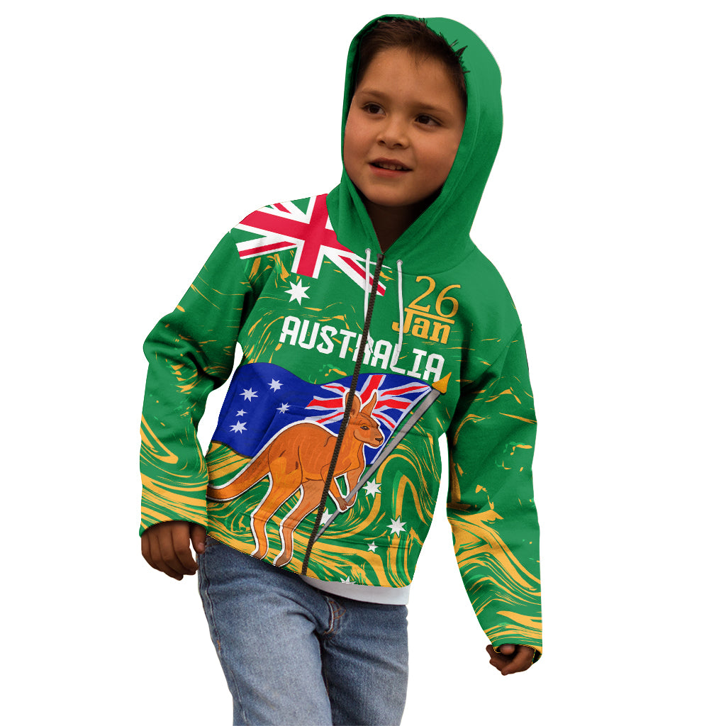 Proud To Be Australia Day Kid Hoodie Kangaroo with National Color - Vibe Hoodie Shop