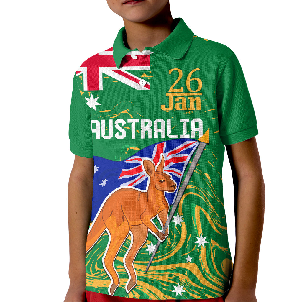 Proud To Be Australia Day Kid Polo Shirt Kangaroo with National Color - Vibe Hoodie Shop