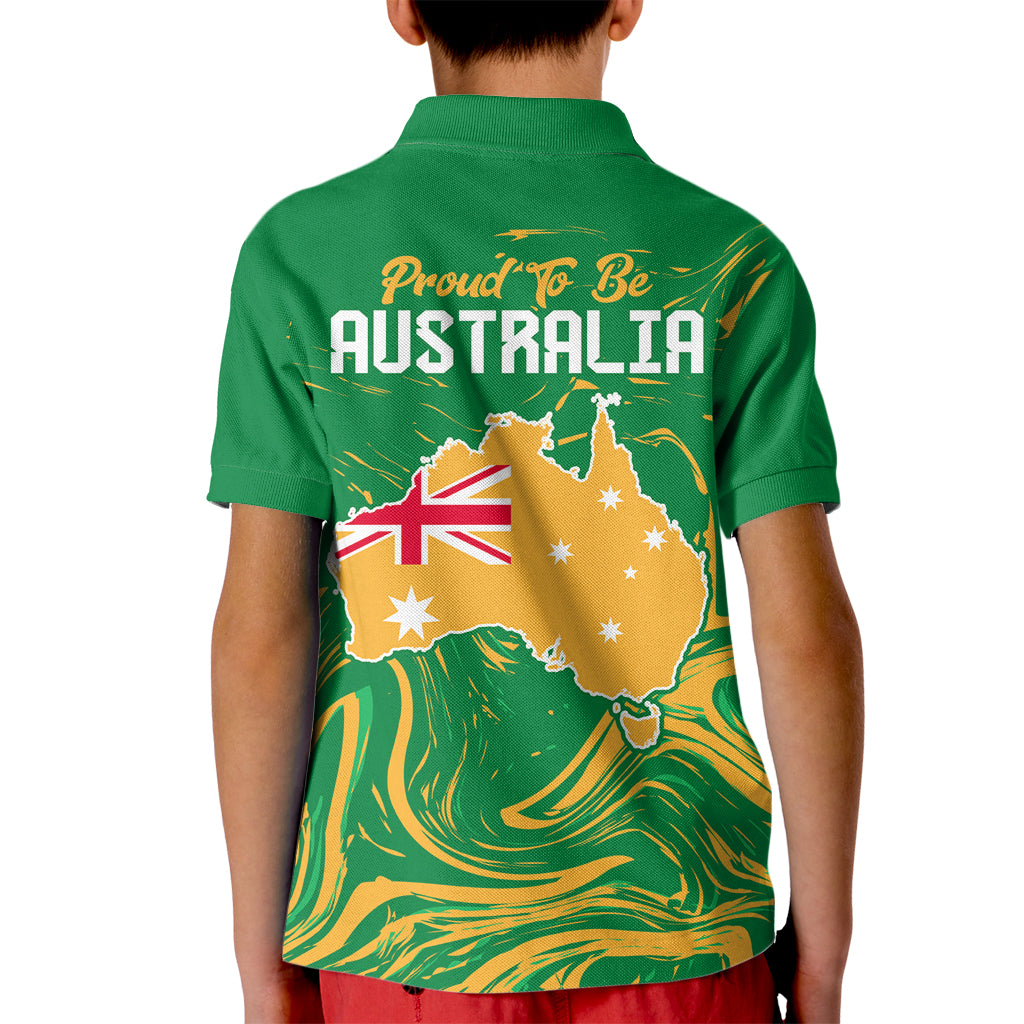 Proud To Be Australia Day Kid Polo Shirt Kangaroo with National Color - Vibe Hoodie Shop