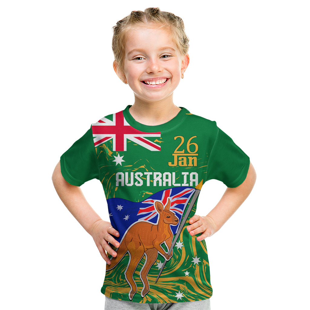 Proud To Be Australia Day Kid T Shirt Kangaroo with National Color - Vibe Hoodie Shop