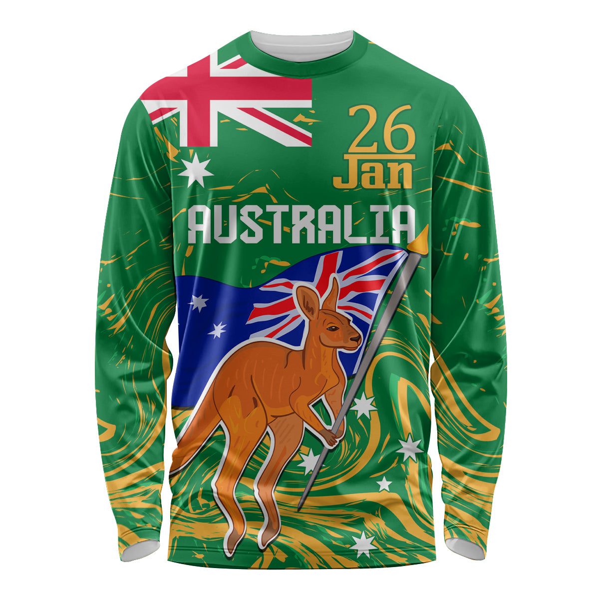 Proud To Be Australia Day Long Sleeve Shirt Kangaroo with National Color - Vibe Hoodie Shop