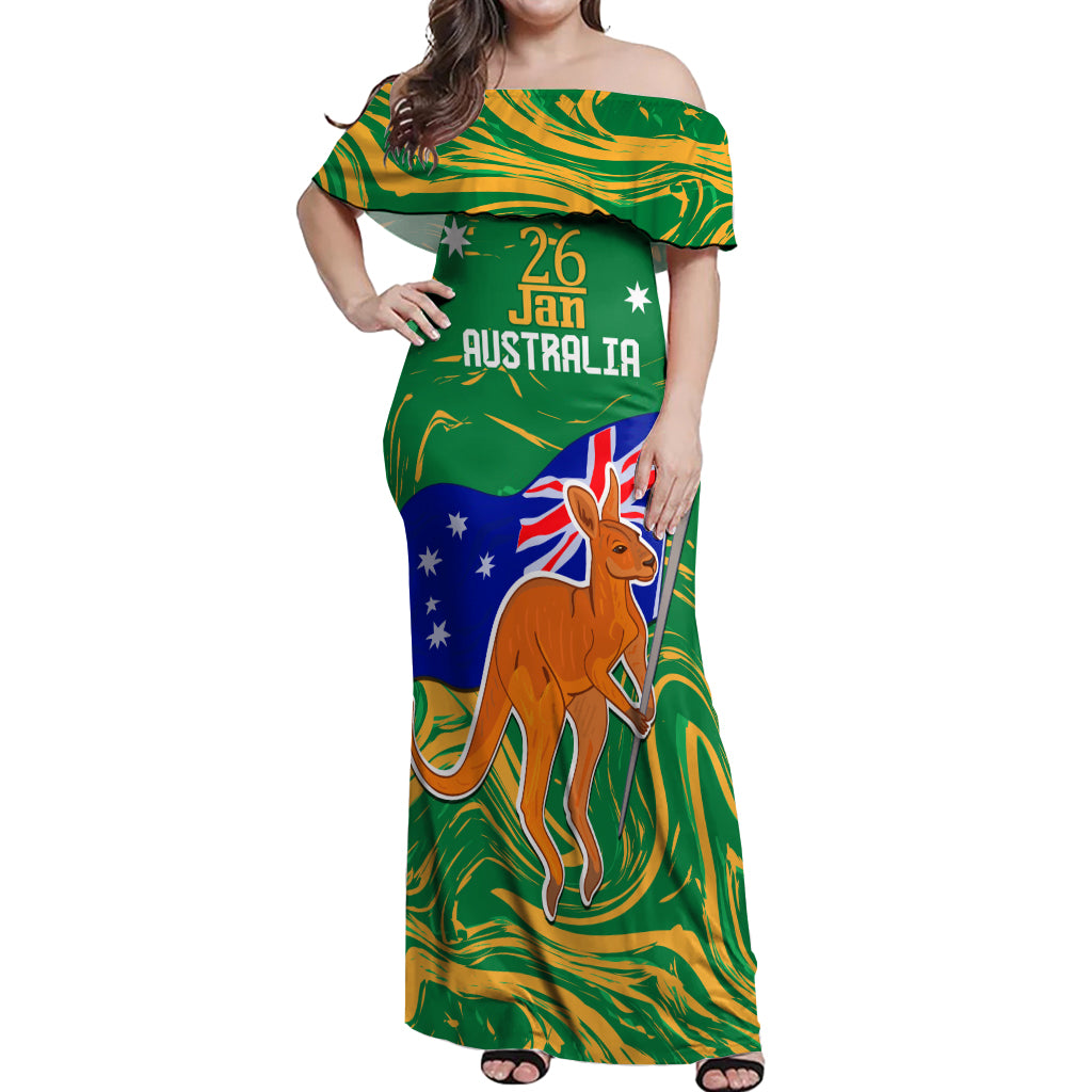 Proud To Be Australia Day Off Shoulder Maxi Dress Kangaroo with National Color