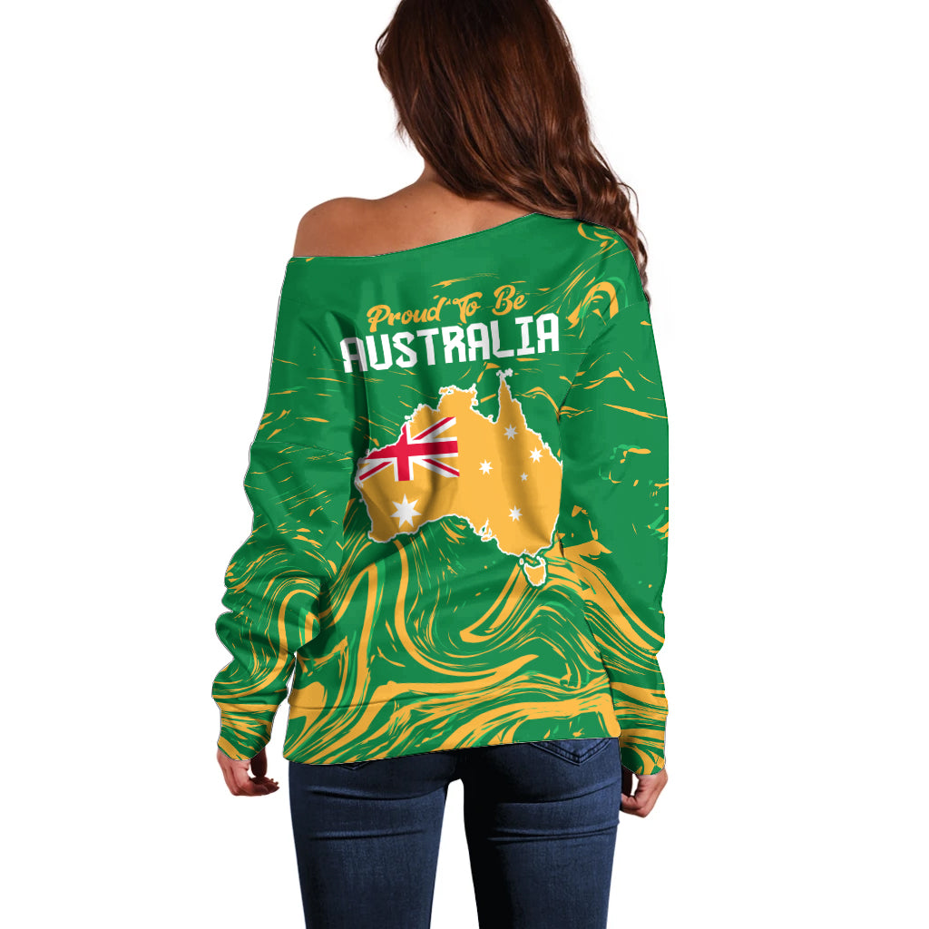 Proud To Be Australia Day Off Shoulder Sweater Kangaroo with National Color - Vibe Hoodie Shop