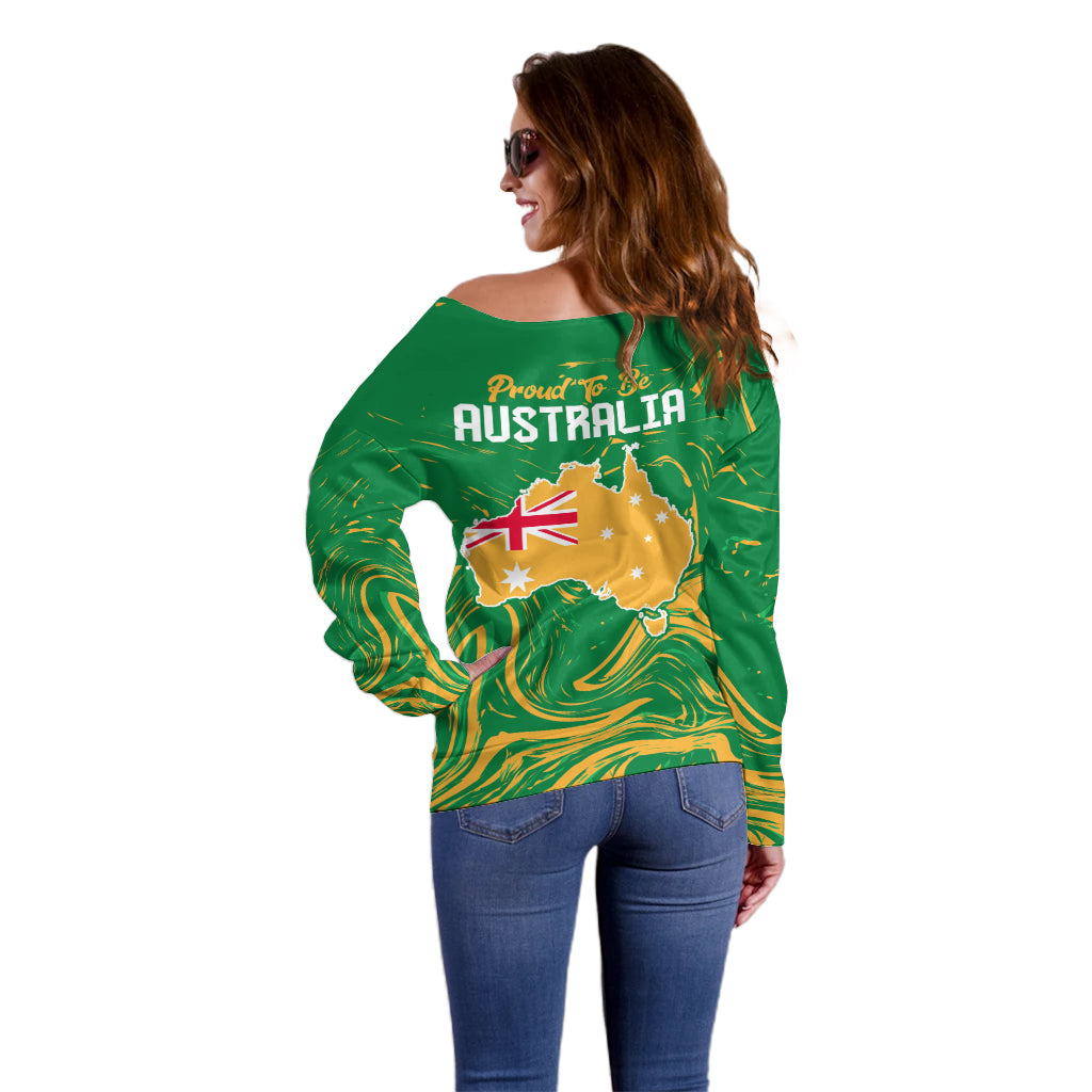 Proud To Be Australia Day Off Shoulder Sweater Kangaroo with National Color - Vibe Hoodie Shop