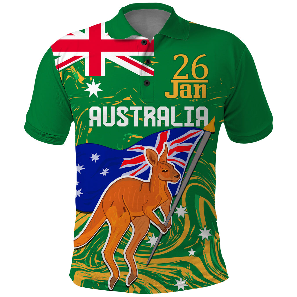 Proud To Be Australia Day Polo Shirt Kangaroo with National Color LT9 - Vibe Hoodie Shop