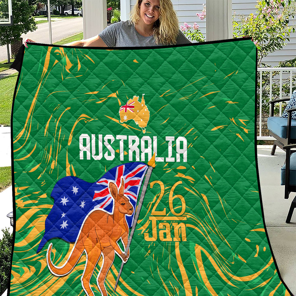 Proud To Be Australia Day Quilt Kangaroo with National Color - Vibe Hoodie Shop