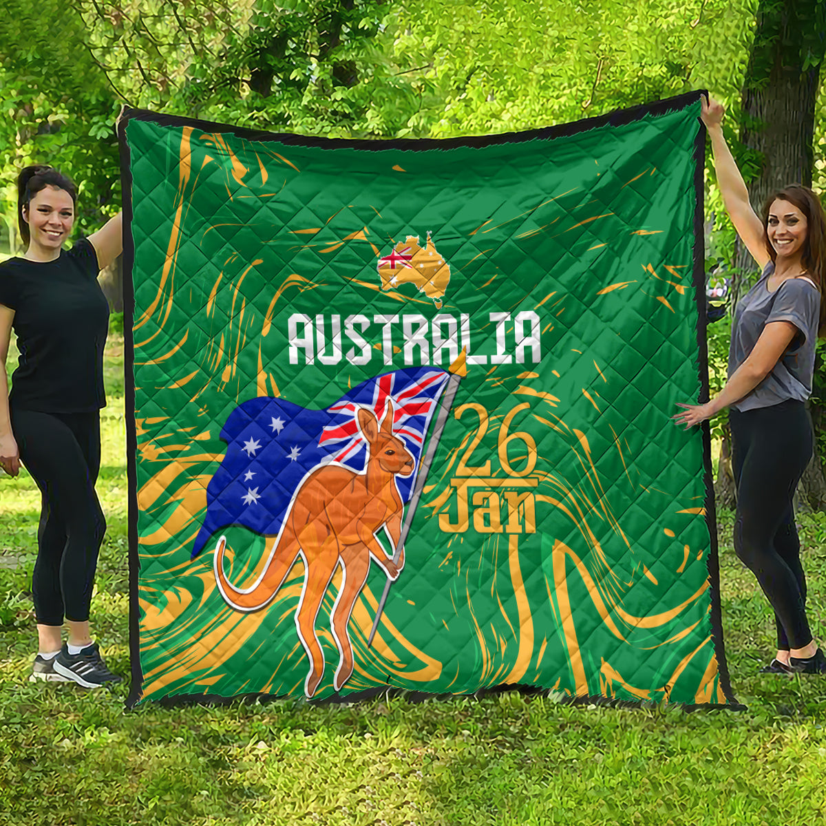 Proud To Be Australia Day Quilt Kangaroo with National Color - Vibe Hoodie Shop