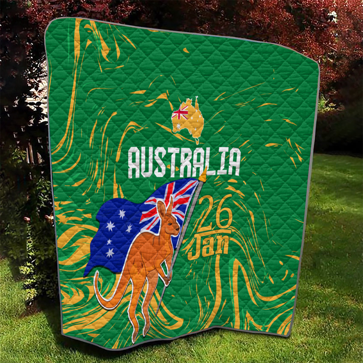 Proud To Be Australia Day Quilt Kangaroo with National Color - Vibe Hoodie Shop