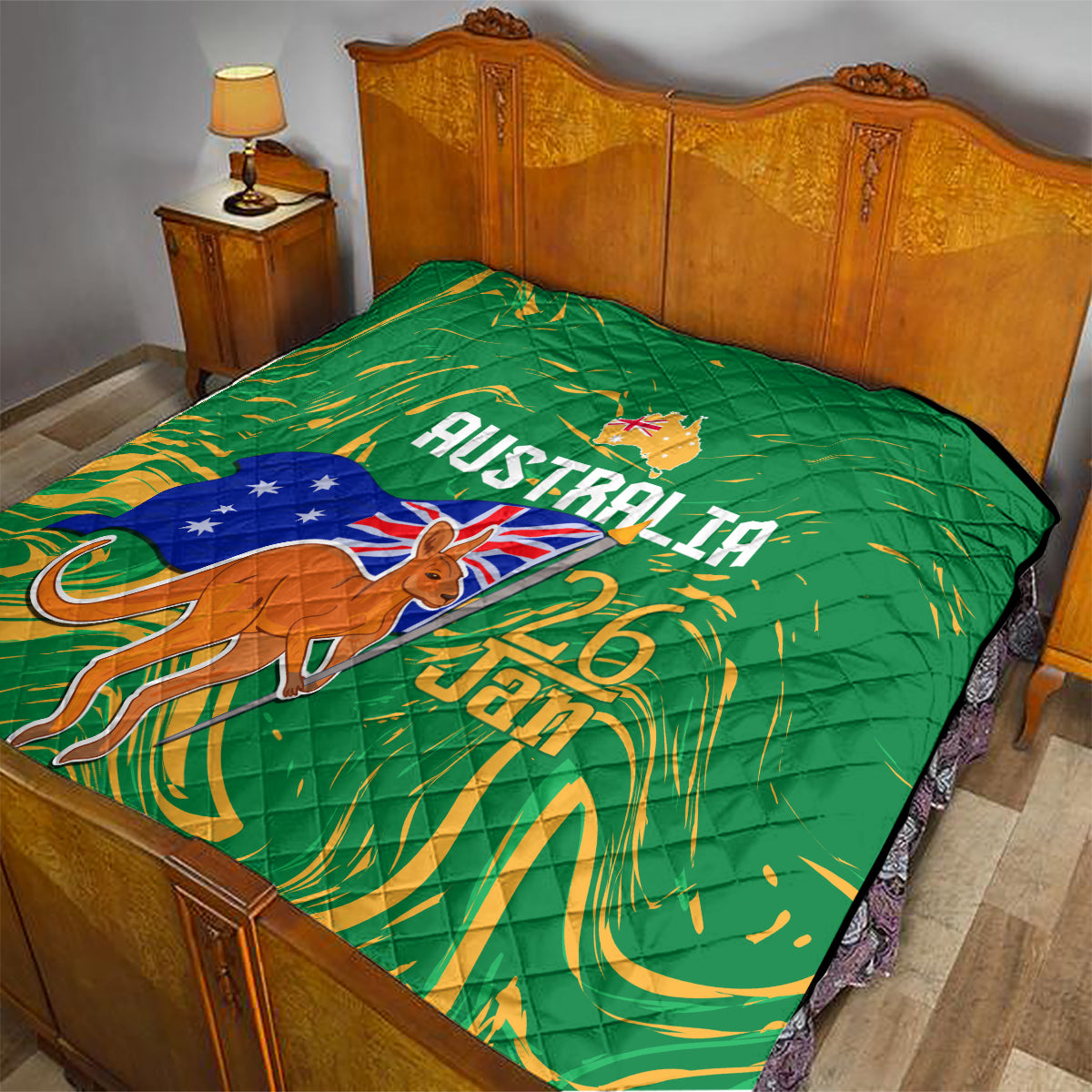 Proud To Be Australia Day Quilt Kangaroo with National Color - Vibe Hoodie Shop