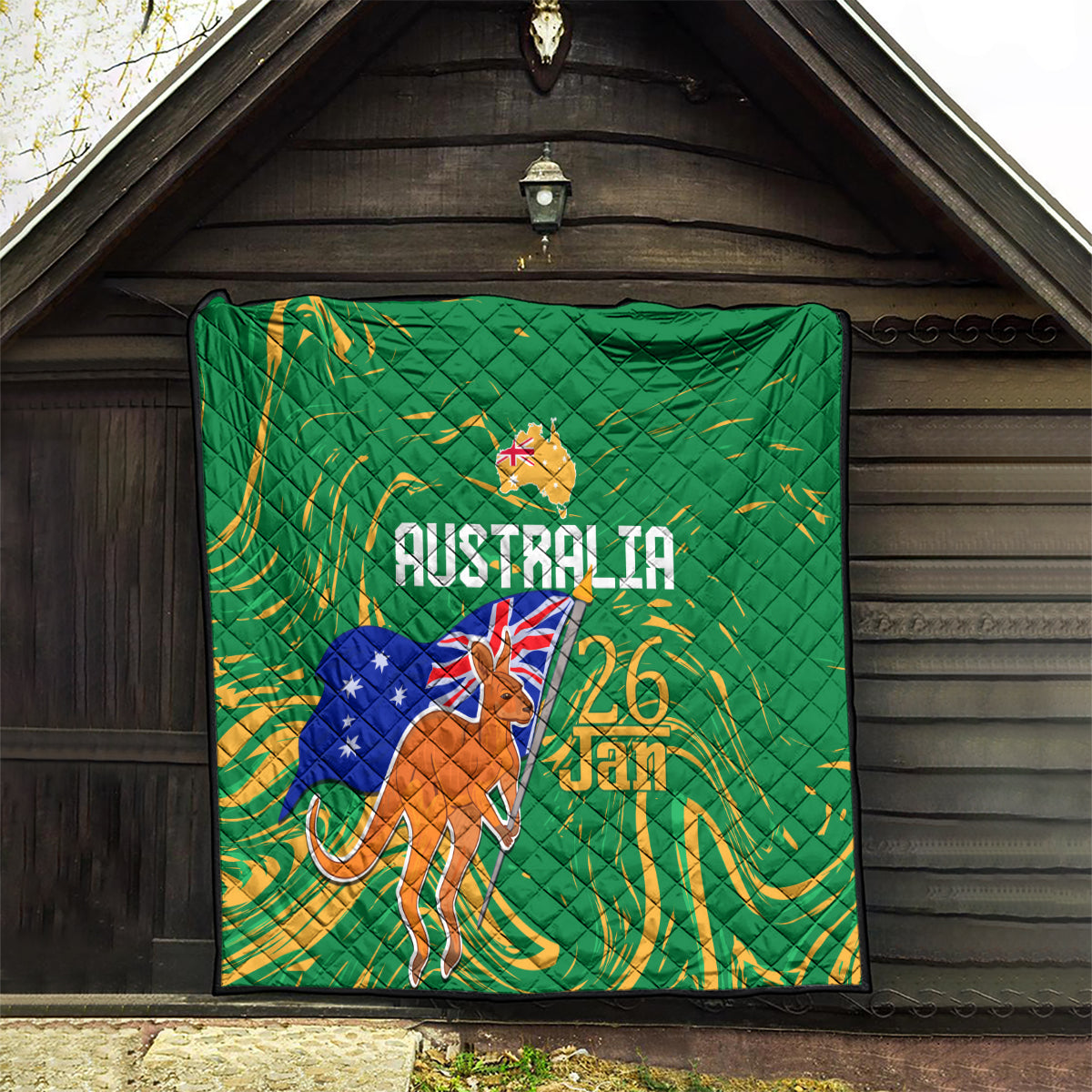 Proud To Be Australia Day Quilt Kangaroo with National Color - Vibe Hoodie Shop