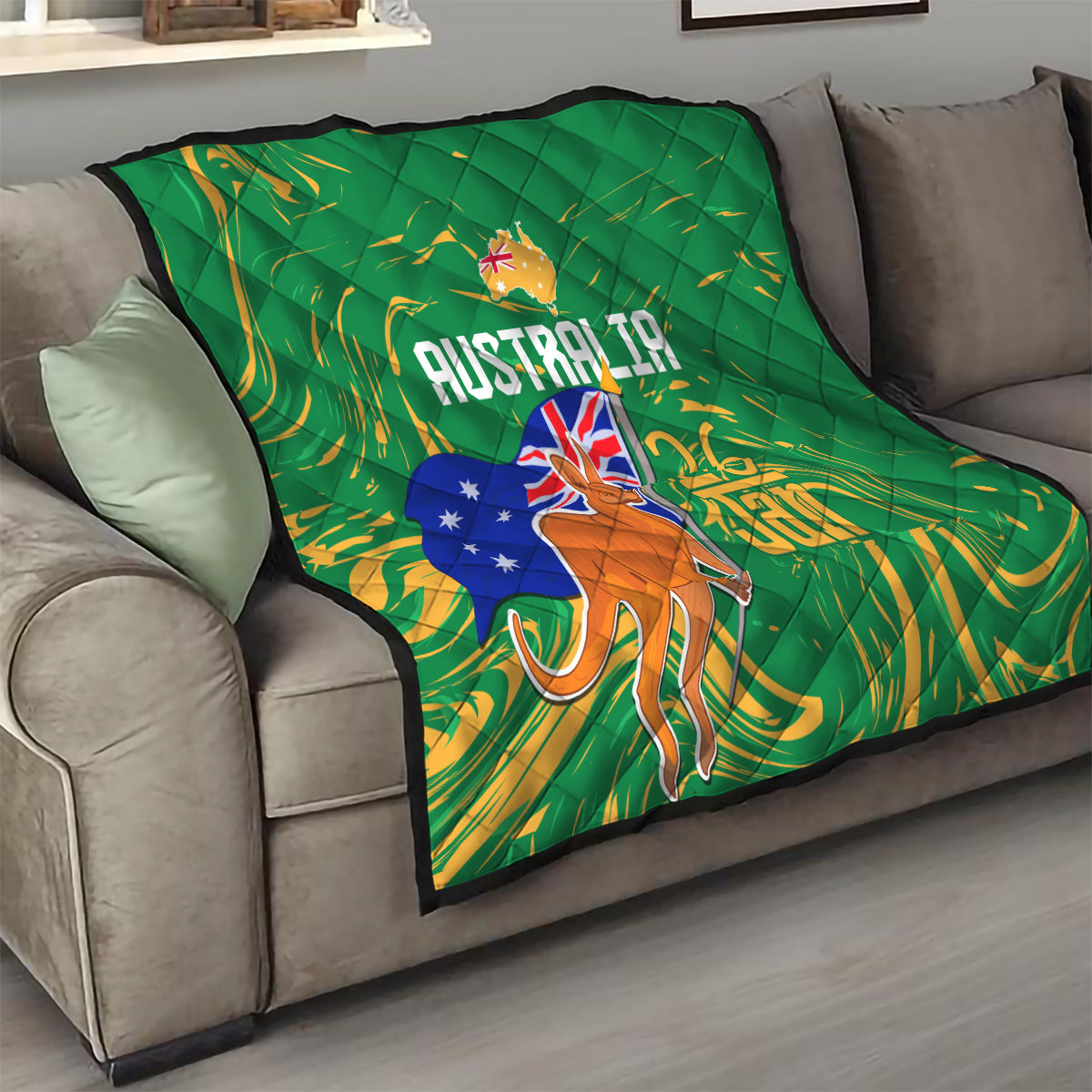 Proud To Be Australia Day Quilt Kangaroo with National Color - Vibe Hoodie Shop