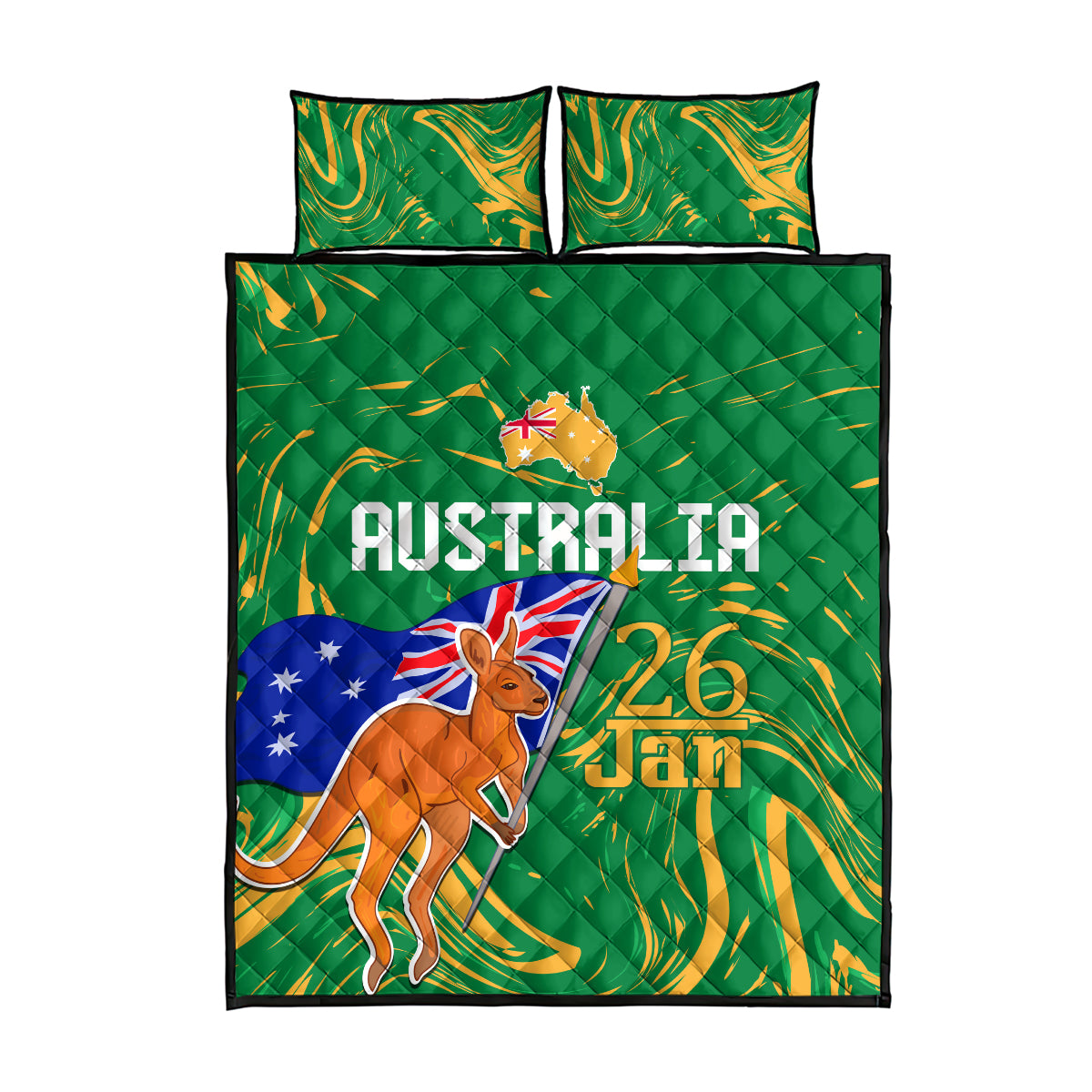 Proud To Be Australia Day Quilt Bed Set Kangaroo with National Color - Vibe Hoodie Shop