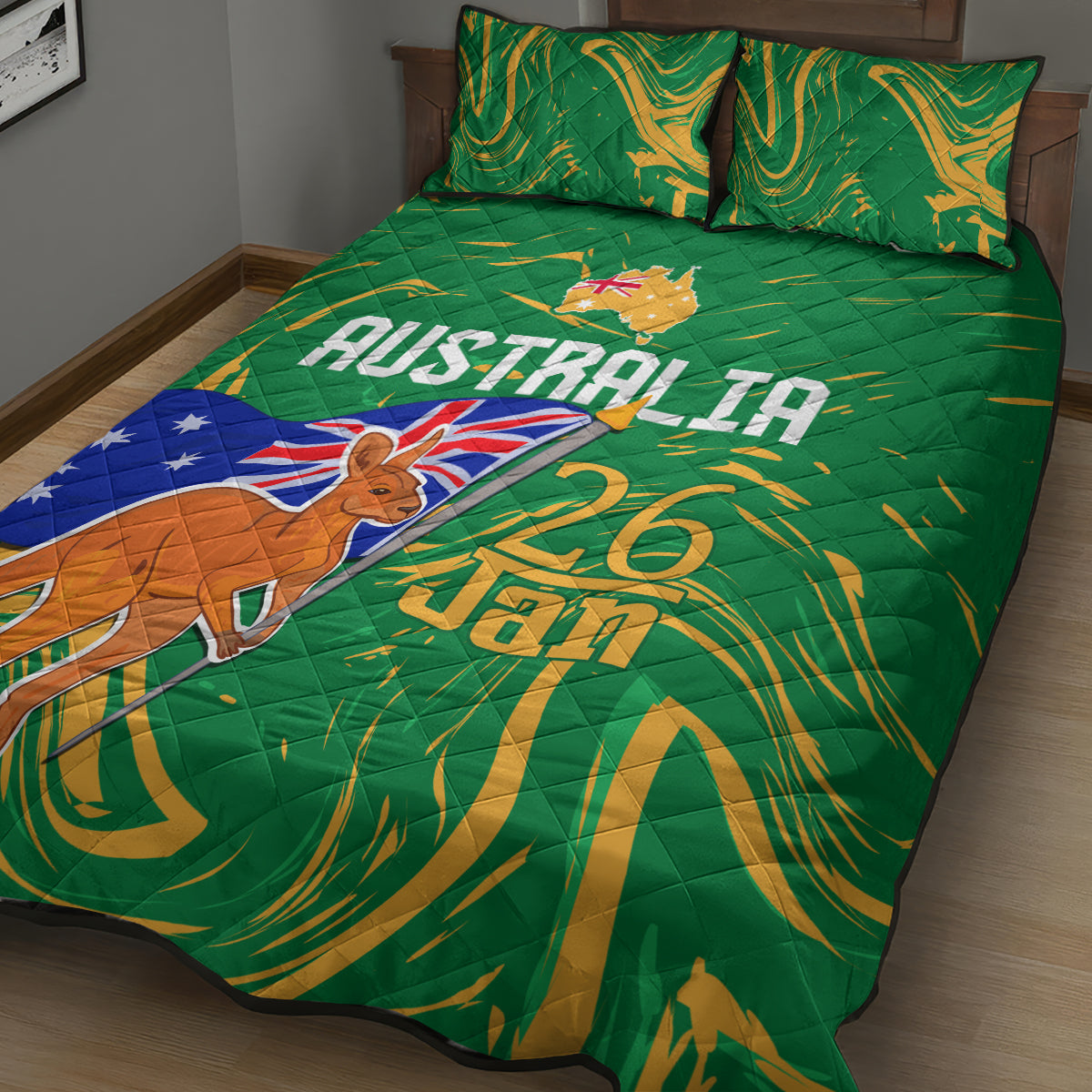 Proud To Be Australia Day Quilt Bed Set Kangaroo with National Color - Vibe Hoodie Shop