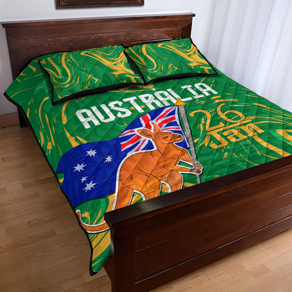 Proud To Be Australia Day Quilt Bed Set Kangaroo with National Color - Vibe Hoodie Shop