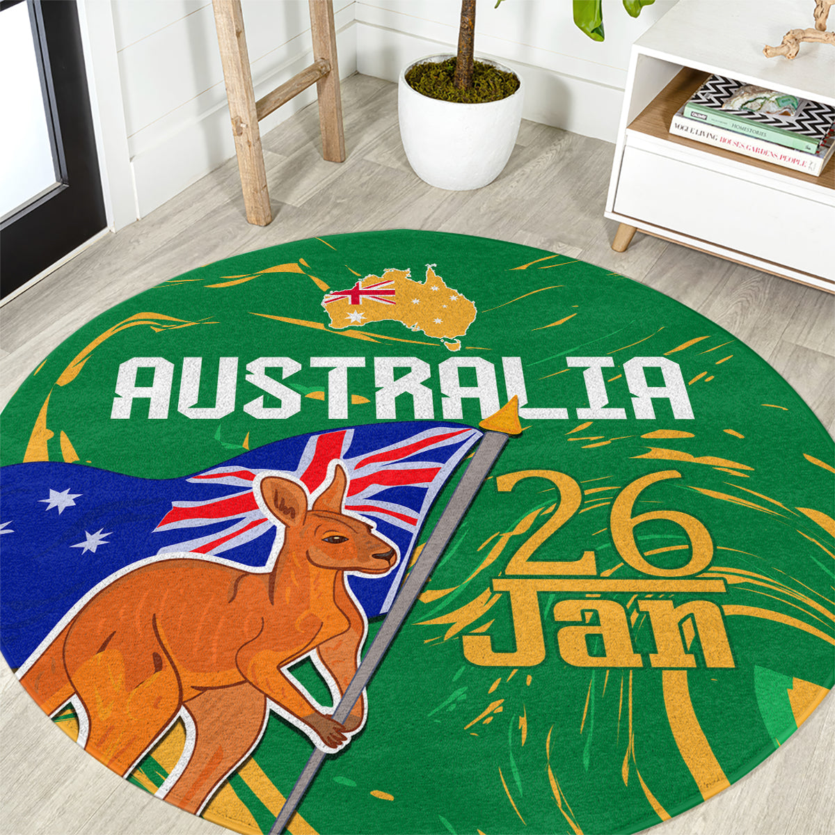 Proud To Be Australia Day Round Carpet Kangaroo with National Color