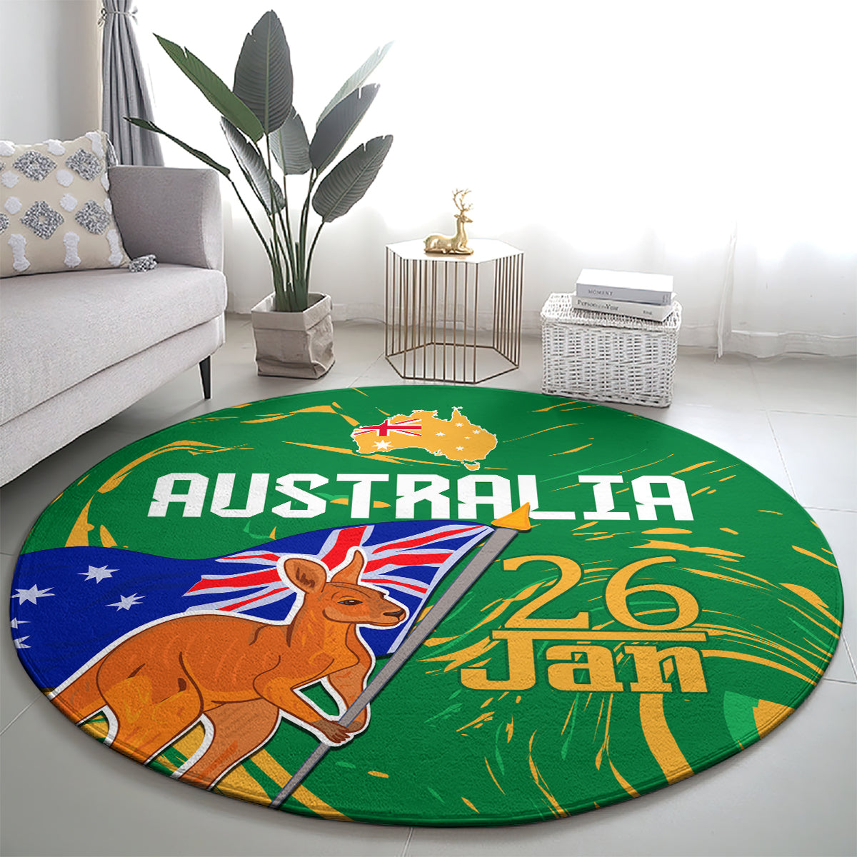 Proud To Be Australia Day Round Carpet Kangaroo with National Color