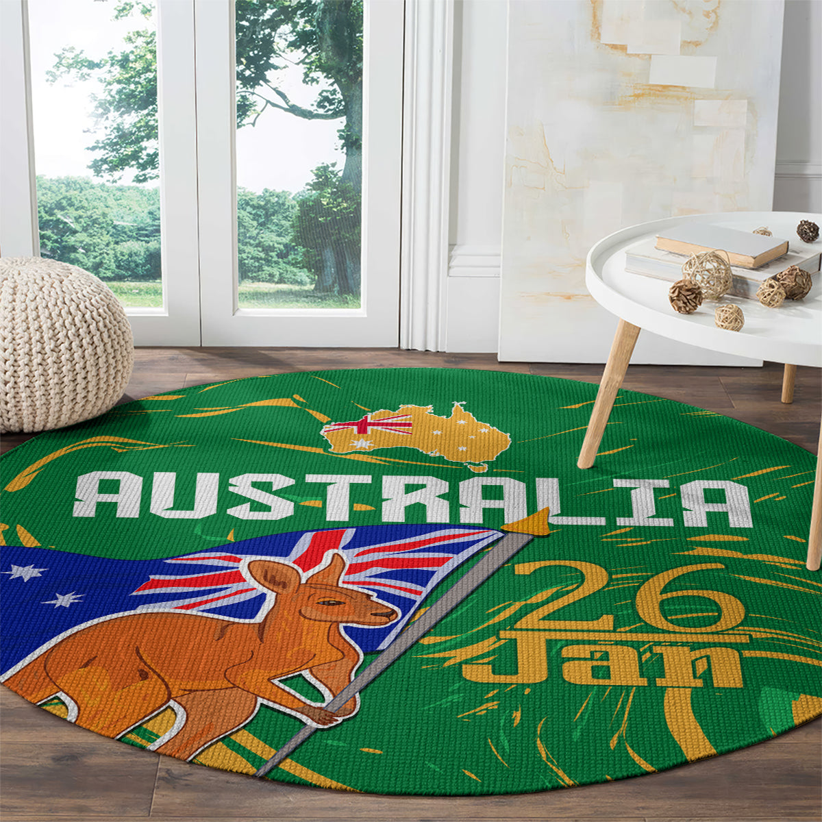 Proud To Be Australia Day Round Carpet Kangaroo with National Color