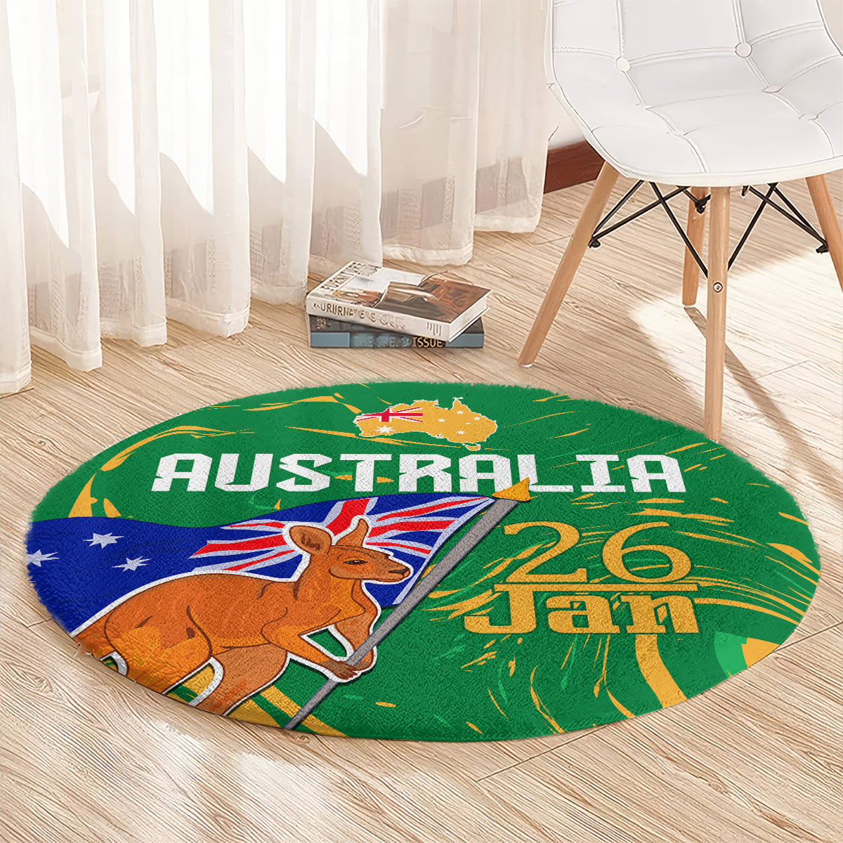 Proud To Be Australia Day Round Carpet Kangaroo with National Color