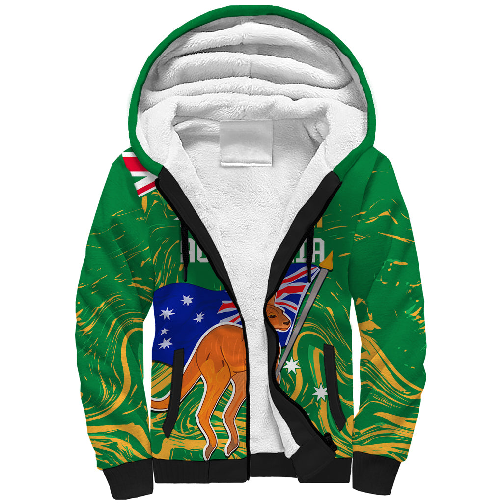 Proud To Be Australia Day Sherpa Hoodie Kangaroo with National Color - Vibe Hoodie Shop