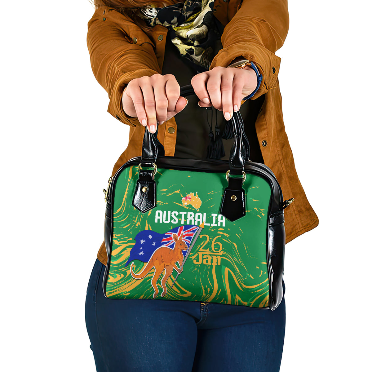 Proud To Be Australia Day Shoulder Handbag Kangaroo with National Color - Vibe Hoodie Shop