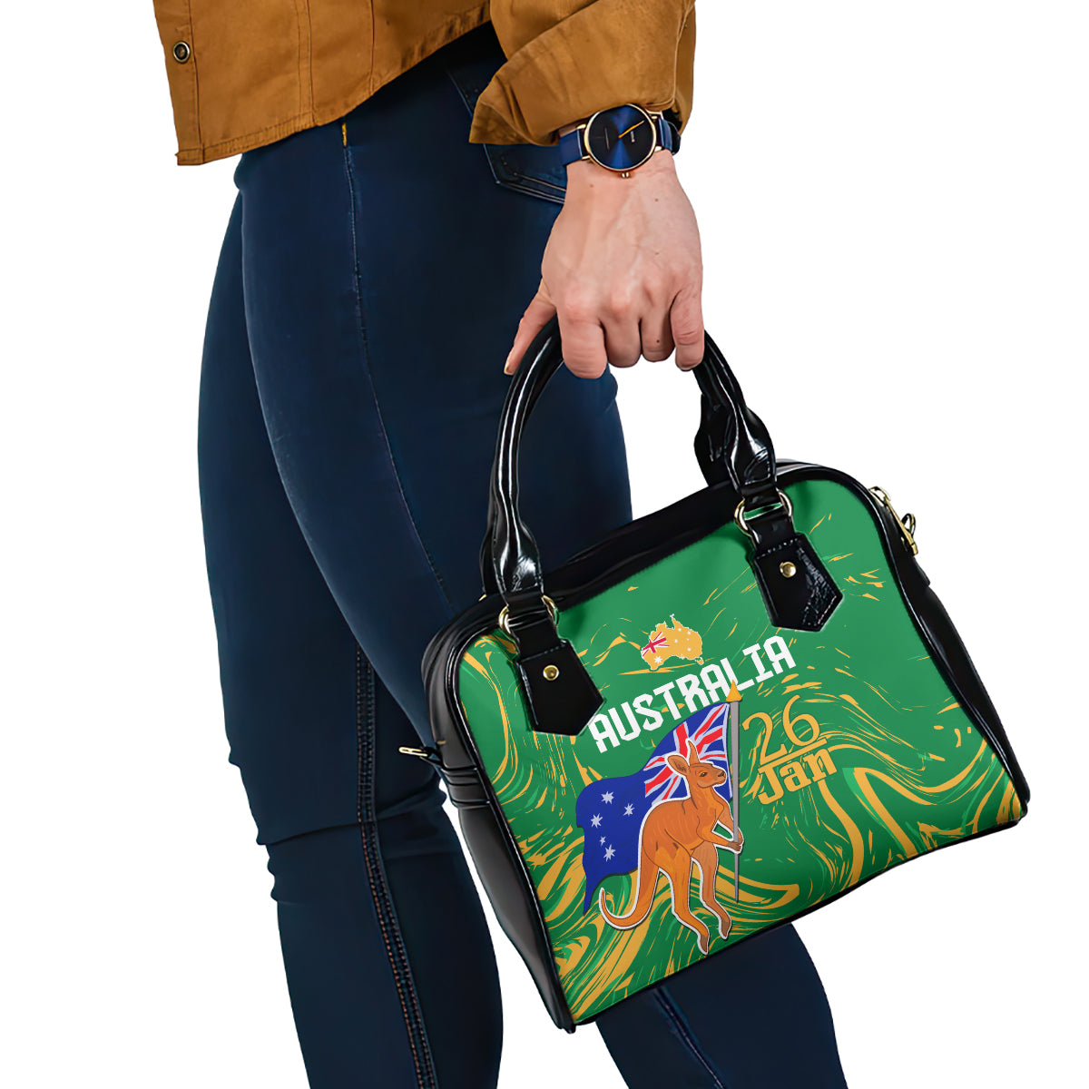 Proud To Be Australia Day Shoulder Handbag Kangaroo with National Color - Vibe Hoodie Shop