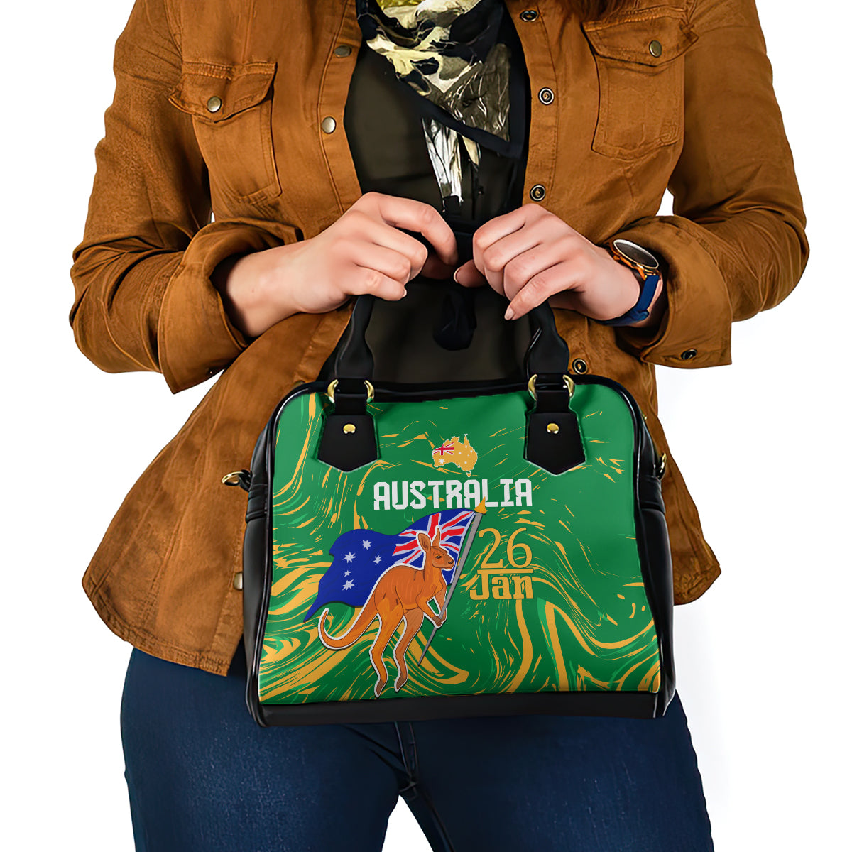 Proud To Be Australia Day Shoulder Handbag Kangaroo with National Color - Vibe Hoodie Shop