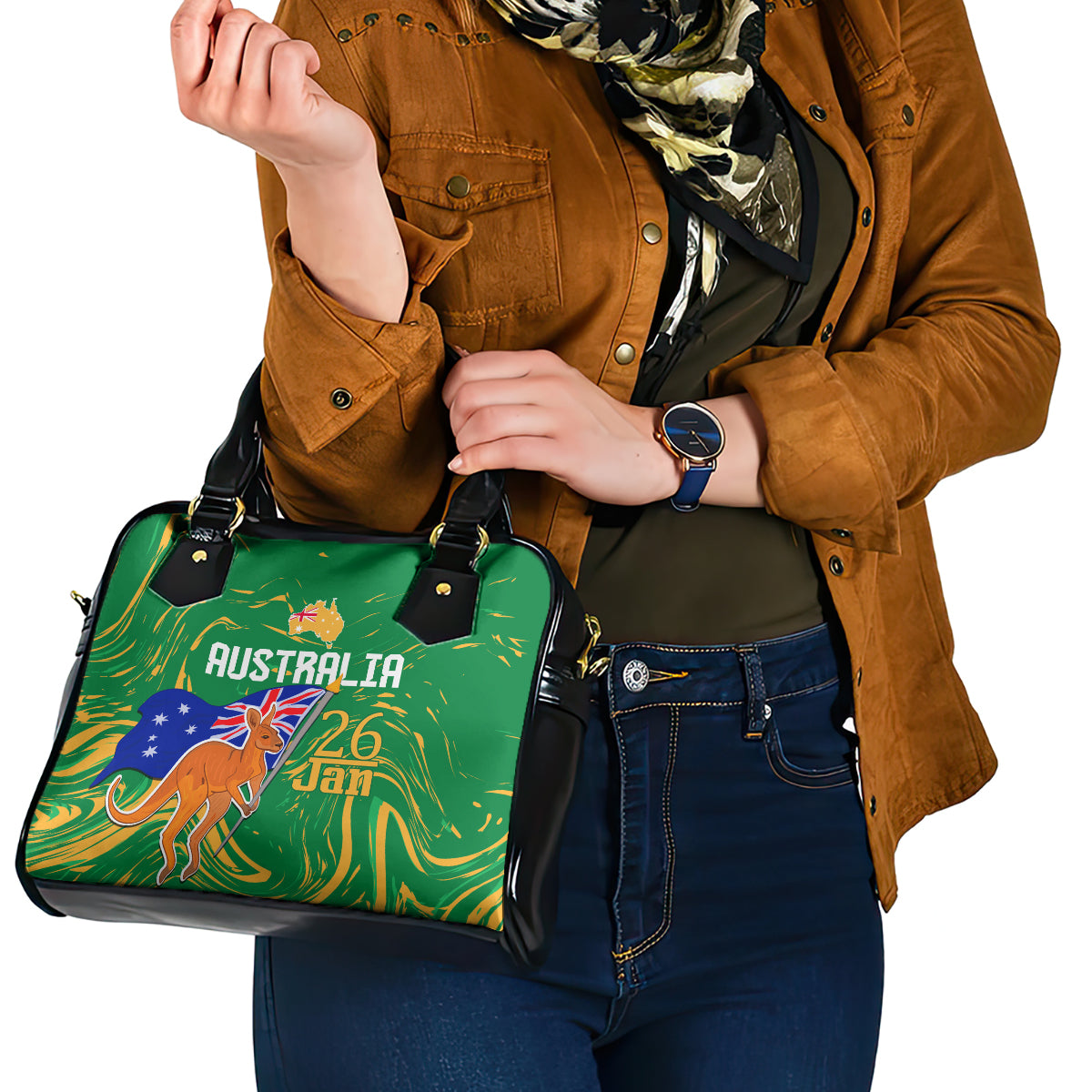 Proud To Be Australia Day Shoulder Handbag Kangaroo with National Color - Vibe Hoodie Shop