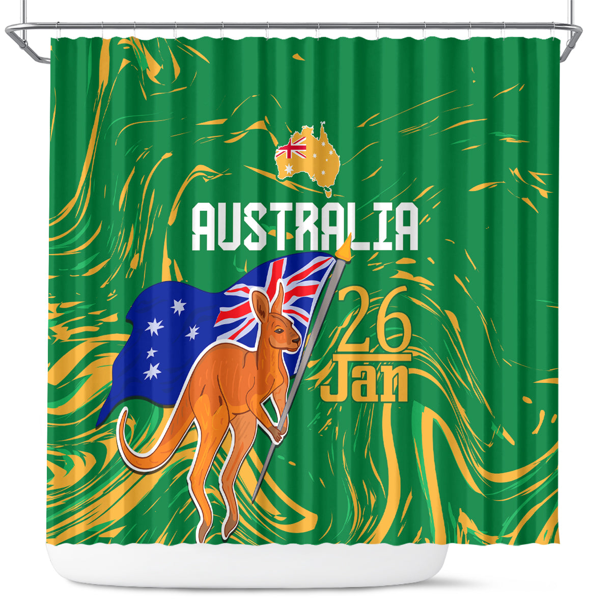 Proud To Be Australia Day Shower Curtain Kangaroo with National Color