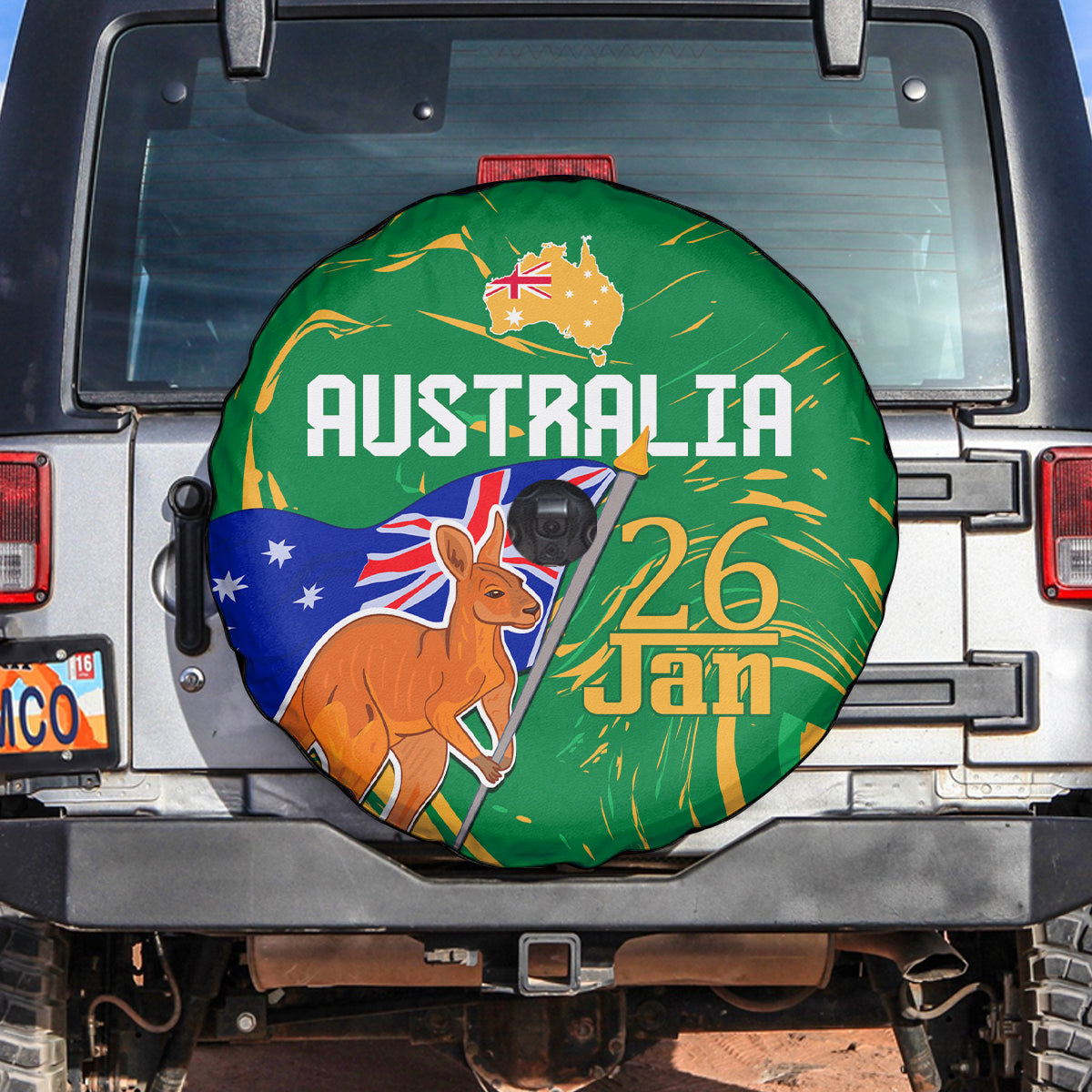 Proud To Be Australia Day Spare Tire Cover Kangaroo with National Color - Vibe Hoodie Shop