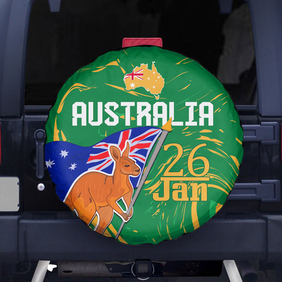 Proud To Be Australia Day Spare Tire Cover Kangaroo with National Color - Vibe Hoodie Shop