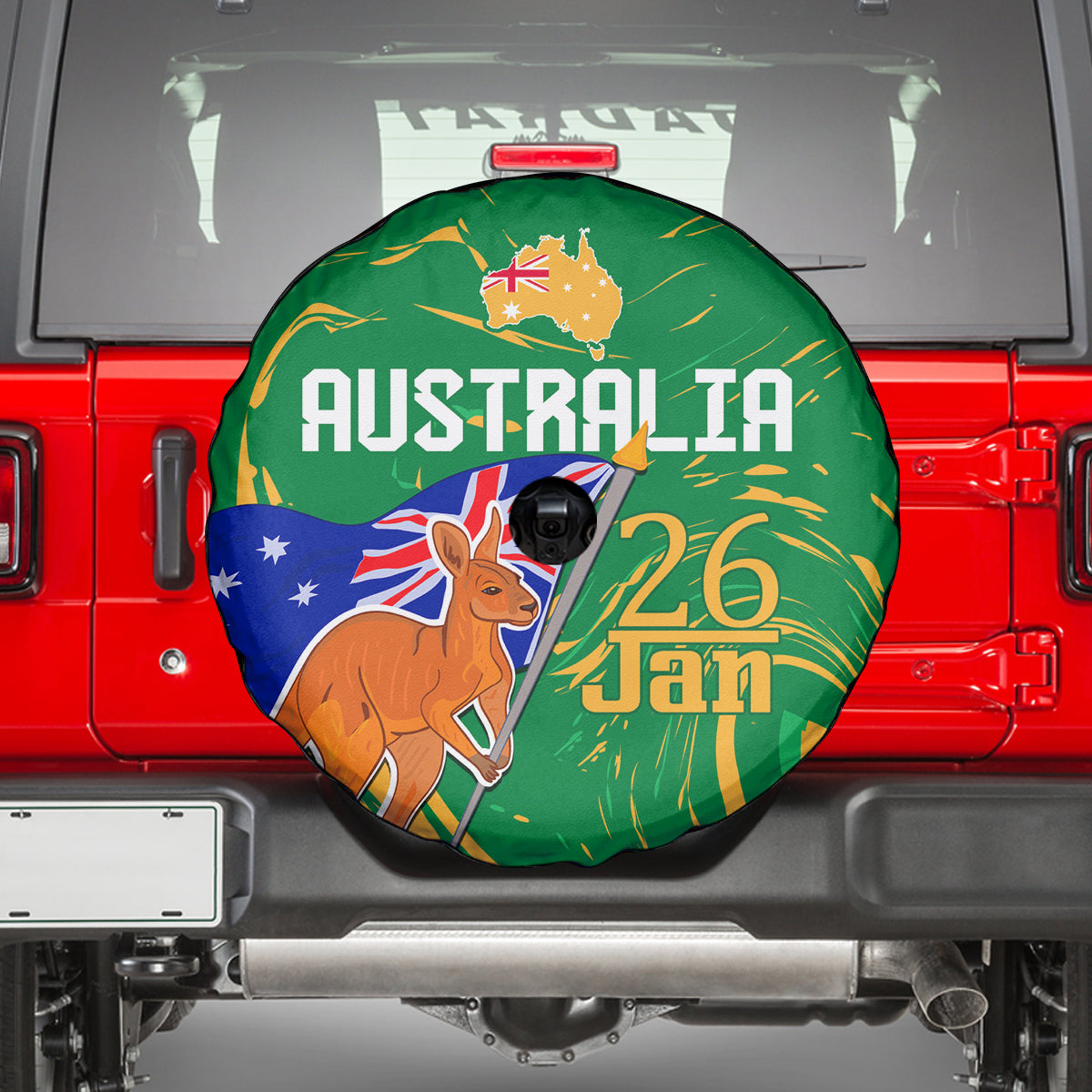 Proud To Be Australia Day Spare Tire Cover Kangaroo with National Color - Vibe Hoodie Shop