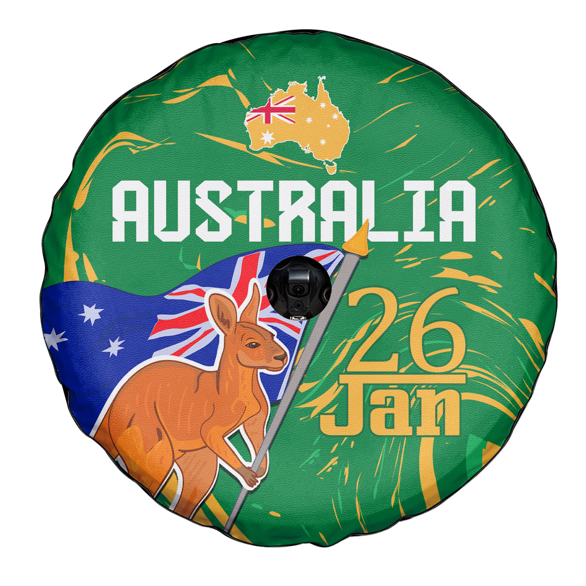 Proud To Be Australia Day Spare Tire Cover Kangaroo with National Color - Vibe Hoodie Shop