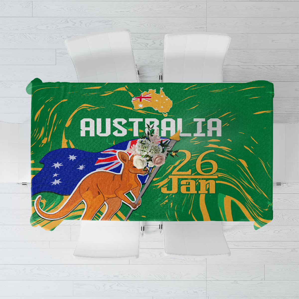 Proud To Be Australia Day Tablecloth Kangaroo with National Color