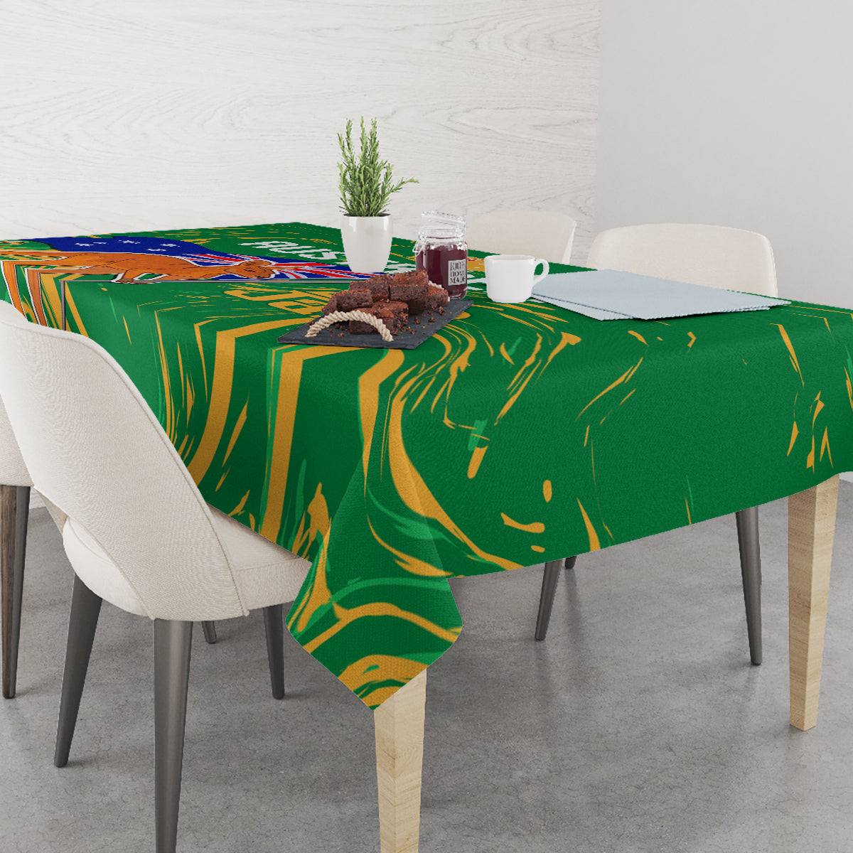 Proud To Be Australia Day Tablecloth Kangaroo with National Color