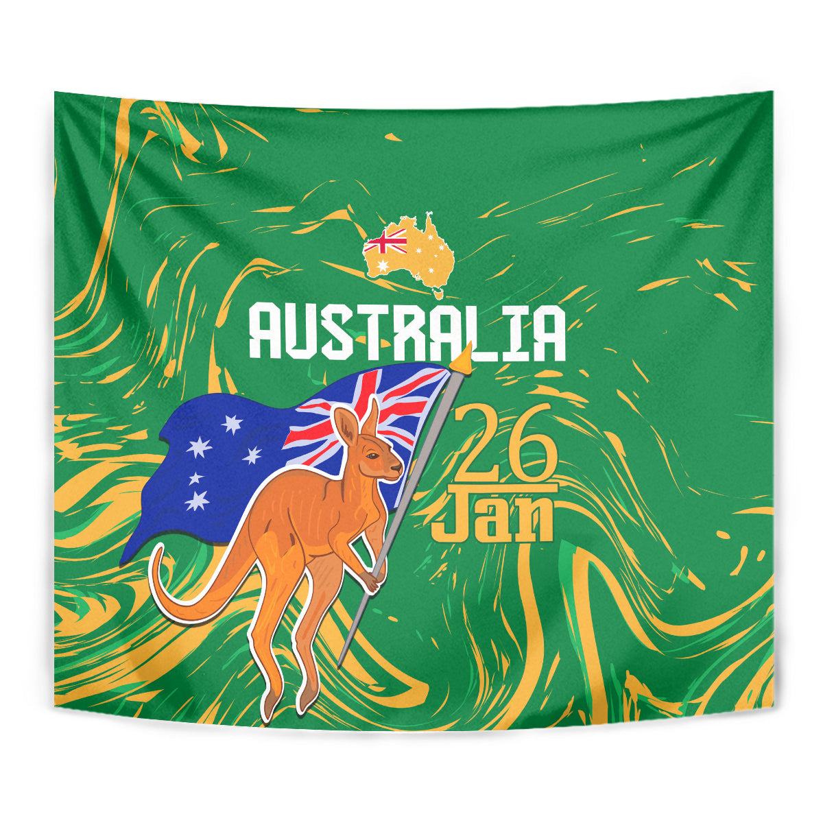 Proud To Be Australia Day Tapestry Kangaroo with National Color - Vibe Hoodie Shop