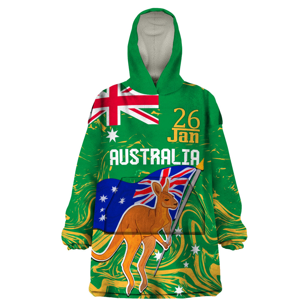 Proud To Be Australia Day Wearable Blanket Hoodie Kangaroo with National Color - Vibe Hoodie Shop