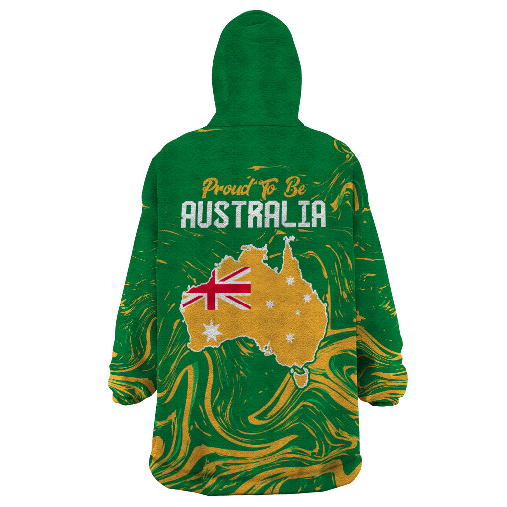 Proud To Be Australia Day Wearable Blanket Hoodie Kangaroo with National Color - Vibe Hoodie Shop