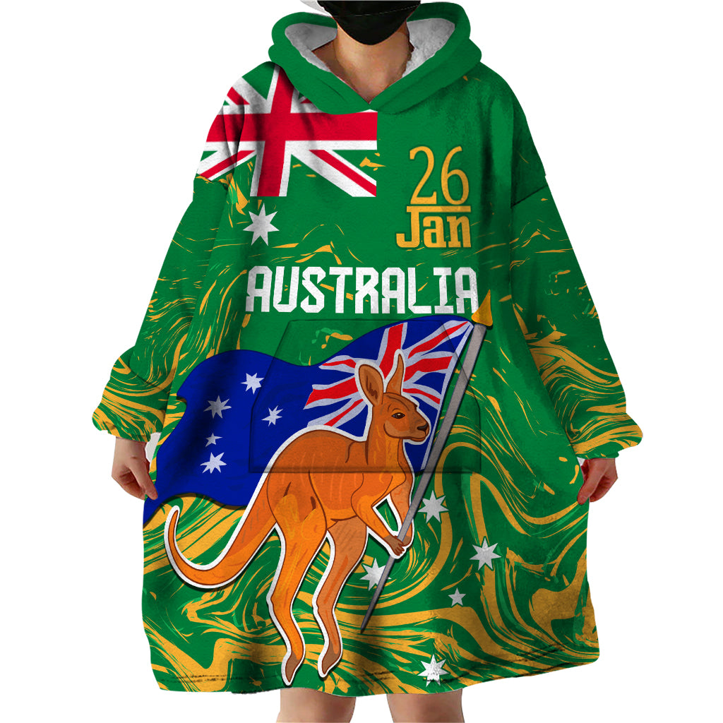 Proud To Be Australia Day Wearable Blanket Hoodie Kangaroo with National Color - Vibe Hoodie Shop