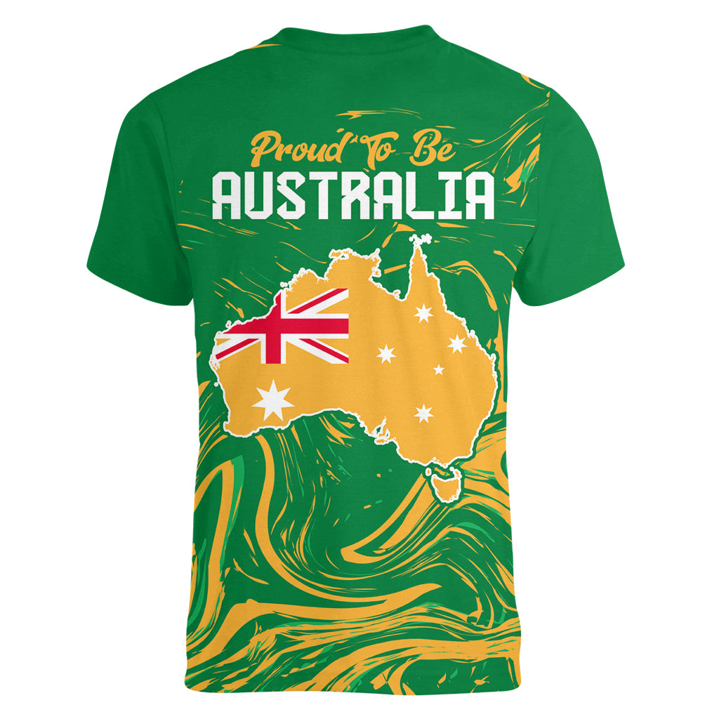 Proud To Be Australia Day Women V Neck T Shirt Kangaroo with National Color - Vibe Hoodie Shop