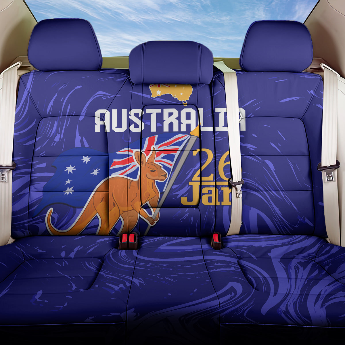 Proud To Be Australia Day Back Car Seat Cover Kangaroo with Flag Color LT9